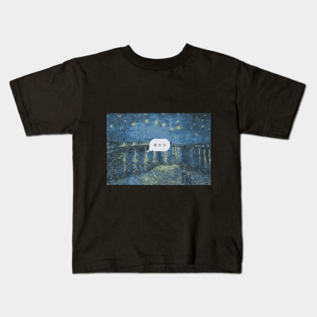 Starry Night Typing Bubble Kids T-Shirt by Art Dysmorphia